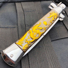 Load image into Gallery viewer, 9.5" ITALIAN STYLE STILETTO SWITCH BLADE POCKET KNIFE DRAGAON
