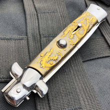 Load image into Gallery viewer, 9.5" ITALIAN STYLE STILETTO SWITCH BLADE POCKET KNIFE DRAGAON
