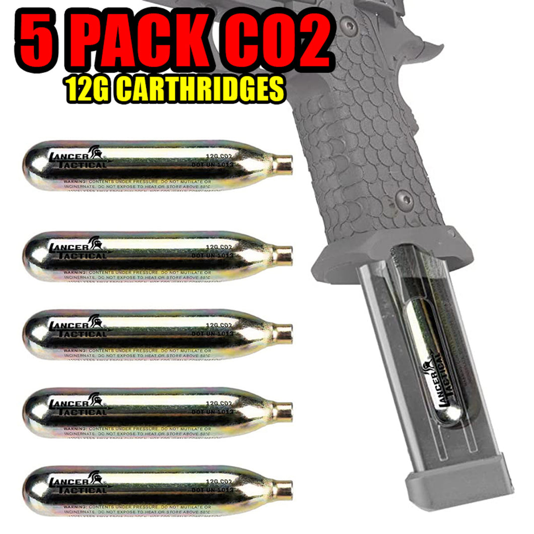 5 PACK C02 CARTRIDGE 0.12G AIRSOFT BB PAINTBALL GUN