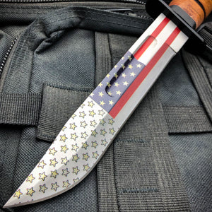 12" MILITARY USA FLAG SURVIVAL KNIFE