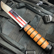 Load image into Gallery viewer, 12&quot; MILITARY USA FLAG SURVIVAL KNIFE
