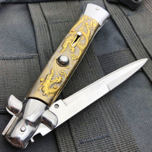 Load image into Gallery viewer, 9.5&quot; ITALIAN STYLE STILETTO SWITCH BLADE POCKET KNIFE DRAGAON
